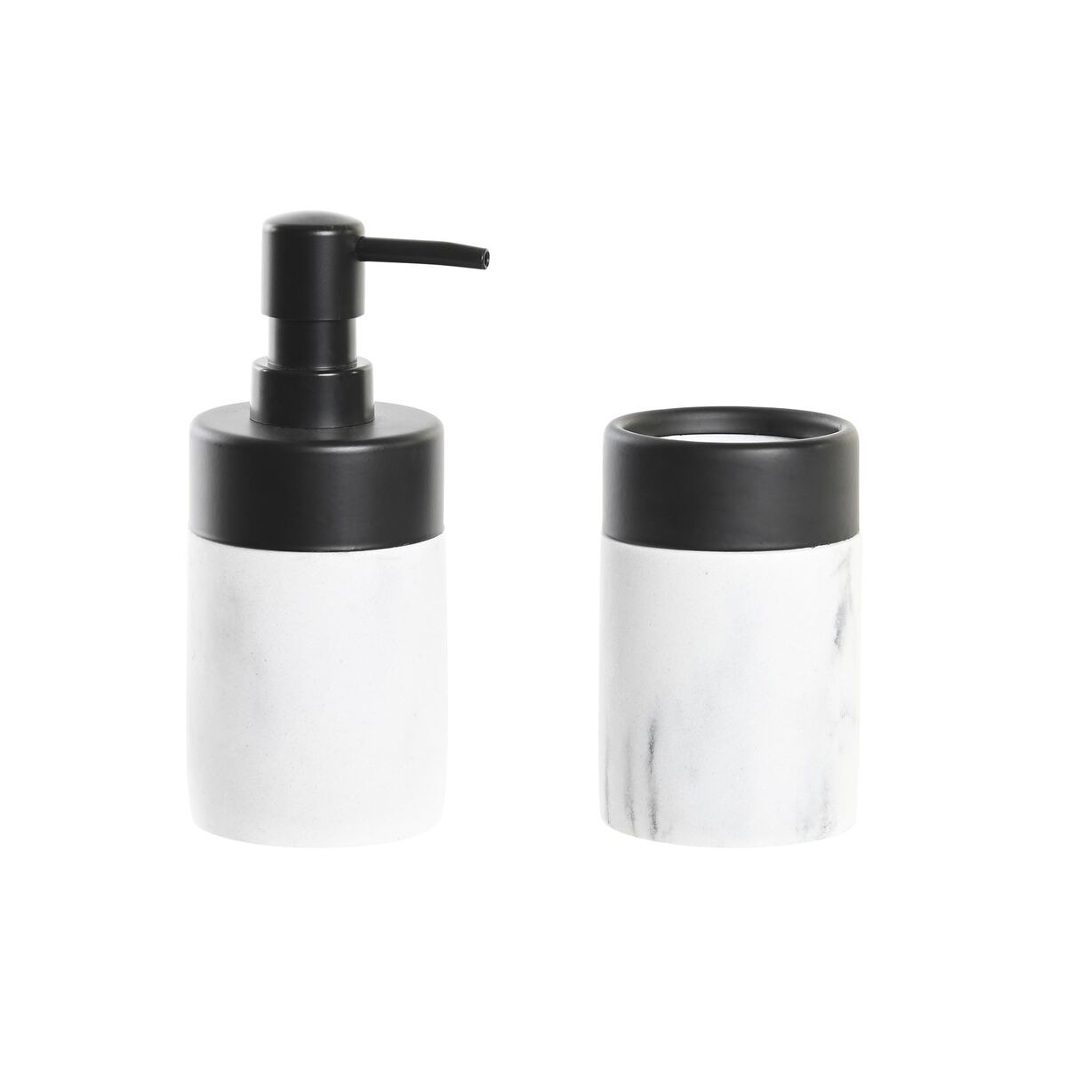Conjunto de Banho DKD Home Decor Branco Preto Branco/Preto Metal Resina Moderno 7,2 x 7,2 x 16,4 cm
