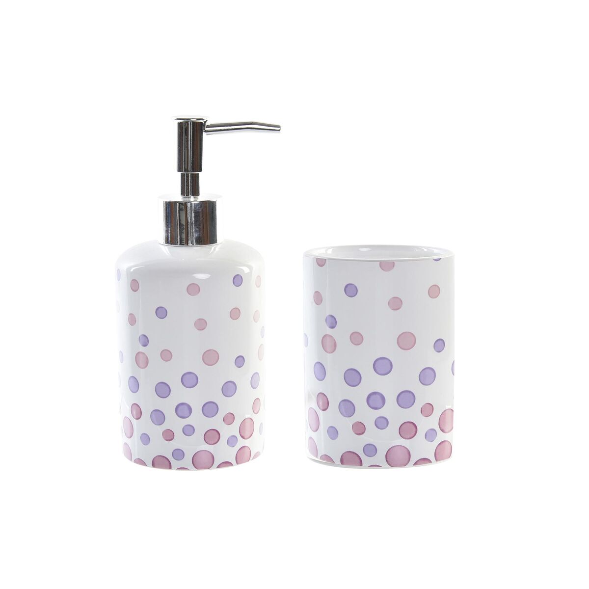 Conjunto de Banho DKD Home Decor Branco ABS Dolomite Com cumes 7 x 7 x 17,5 cm (2 Unidades)