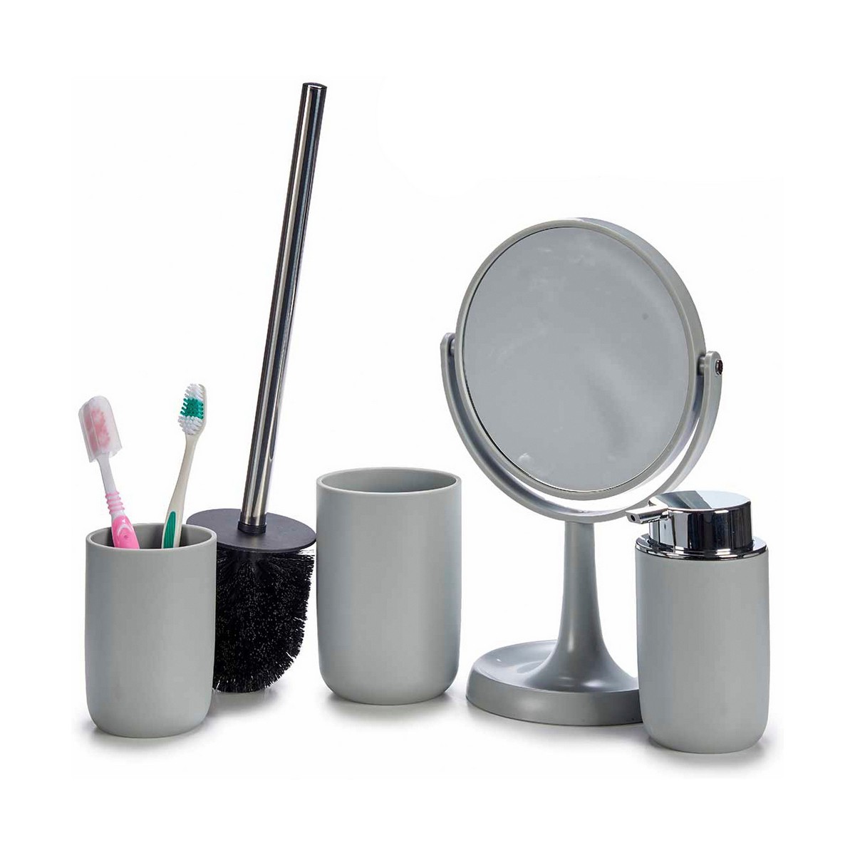 Conjunto de Banho Berilo Cinzento Aço inoxidável Polipropileno 16,5 x 29,5 x 17 cm 4 Peças