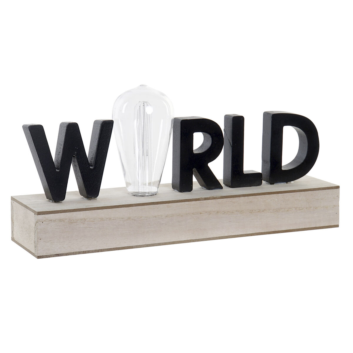 Decoração luminosa DKD Home Decor World Preto Metal Madeira MDF 30 x 40 cm 34 x 8 x 16 cm
