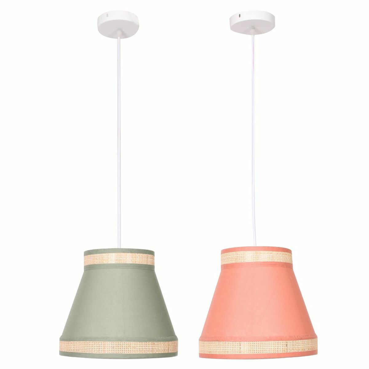Candeeiro de teto DKD Home Decor 30 x 30 x 28 cm Natural Laranja Verde Rotim 28 x 28 x 28 cm 50 W (2 Unidades)