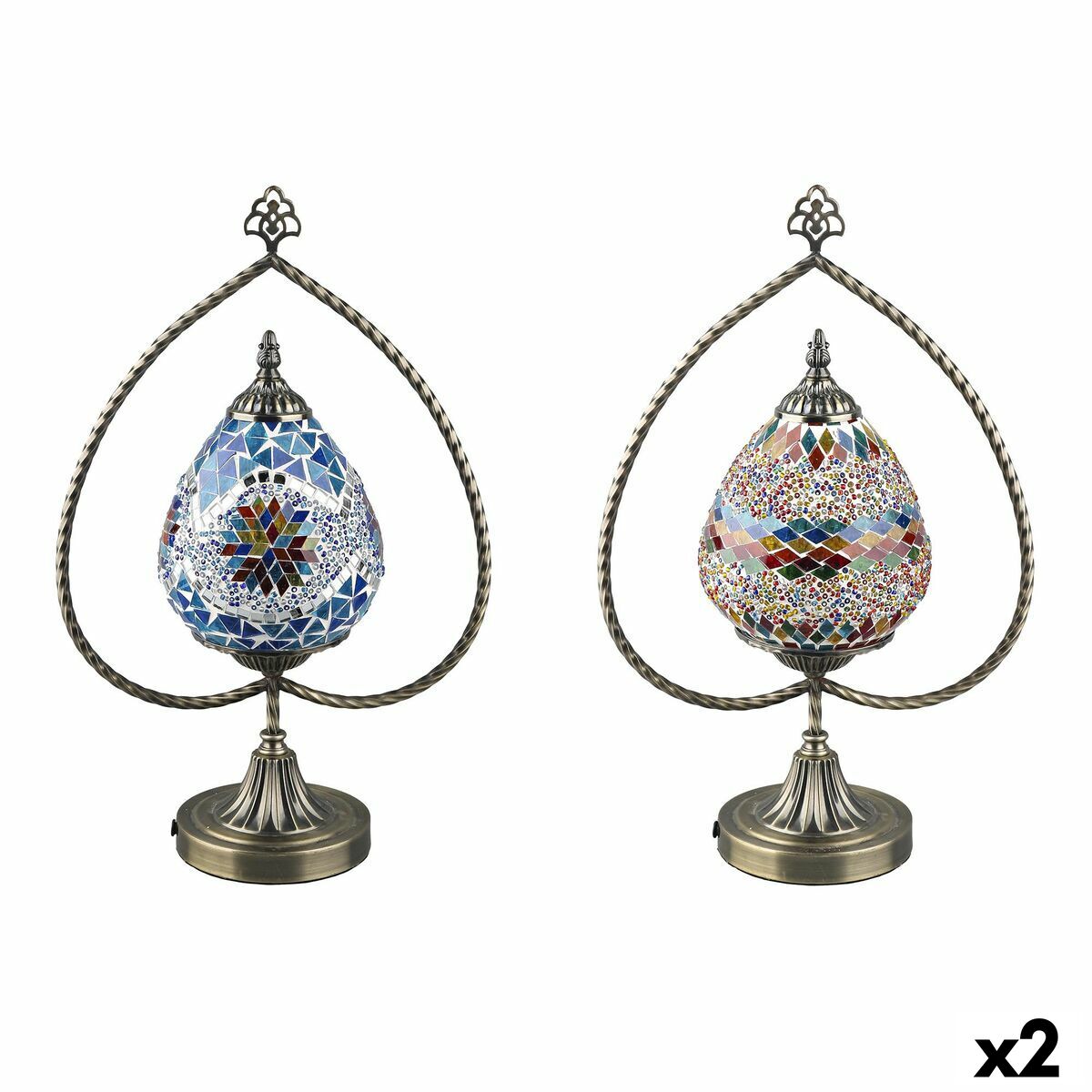 Lâmpada de mesa DKD Home Decor 32.5 x 16 x 47.5 cm 32,5 x 16 x 47,5 cm Cristal Metal Multicolor 220 V 50 W (2 Unidades)