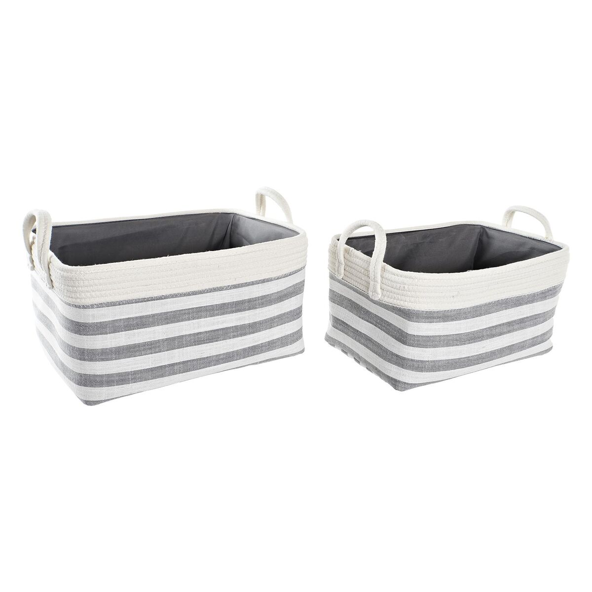 Conjunto de Cestas DKD Home Decor Riscas 40 x 30 x 23 cm Cinzento