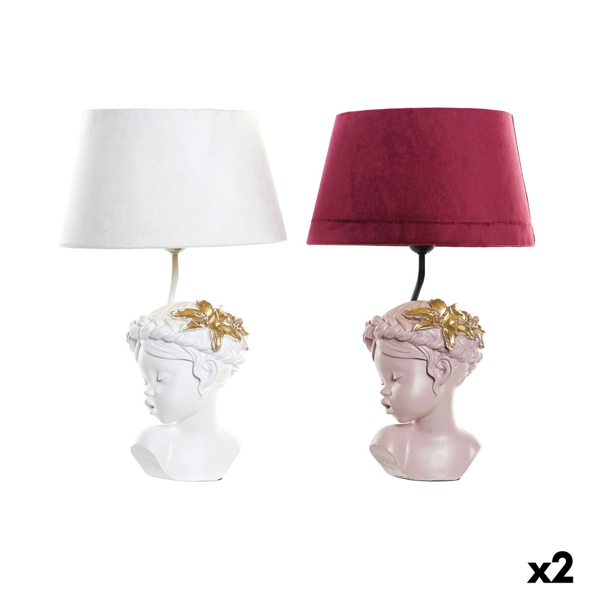 Lâmpada de mesa DKD Home Decor Vermelho Resina Rosa Claro 220 V 50 W 30 x 30 x 49 cm (2 Unidades)