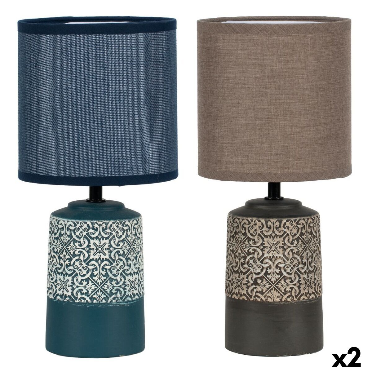 Lâmpada de mesa DKD Home Decor Cerâmica Grés 50 W (15 x 15 x 32 cm) (2 Unidades)