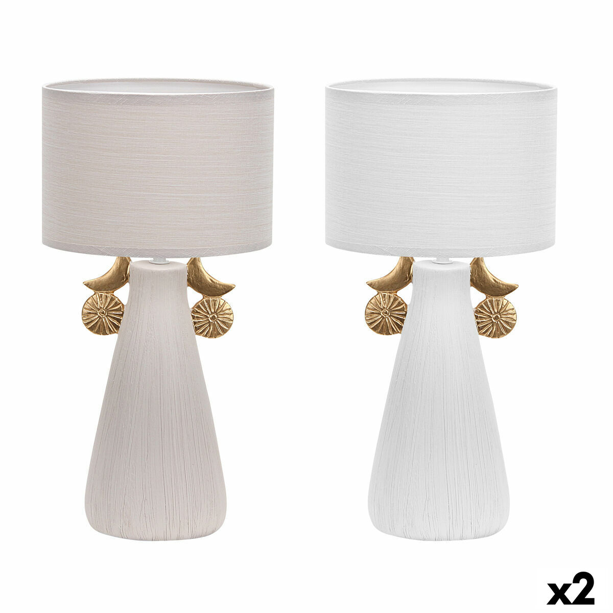 Lâmpada de mesa DKD Home Decor Cerâmica Poliéster (22 x 22 x 44 cm) (2 Unidades)