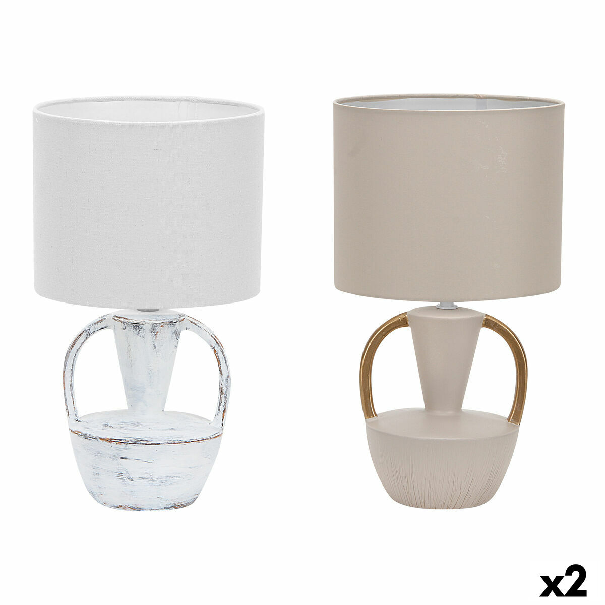 Lâmpada de mesa DKD Home Decor Cerâmica Poliéster 50 W (20 x 20 x 35 cm) (2 Unidades)