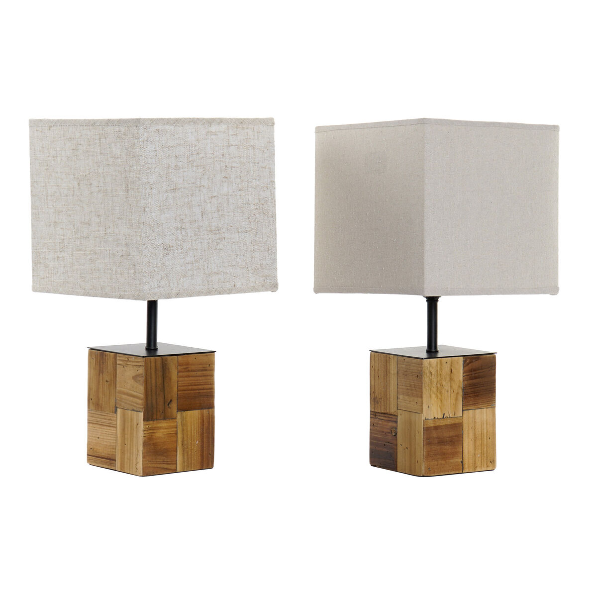 Lâmpada de mesa DKD Home Decor 20,5 x 20,5 x 40 cm Abeto Metal 220 V 60 W (2 Unidades)