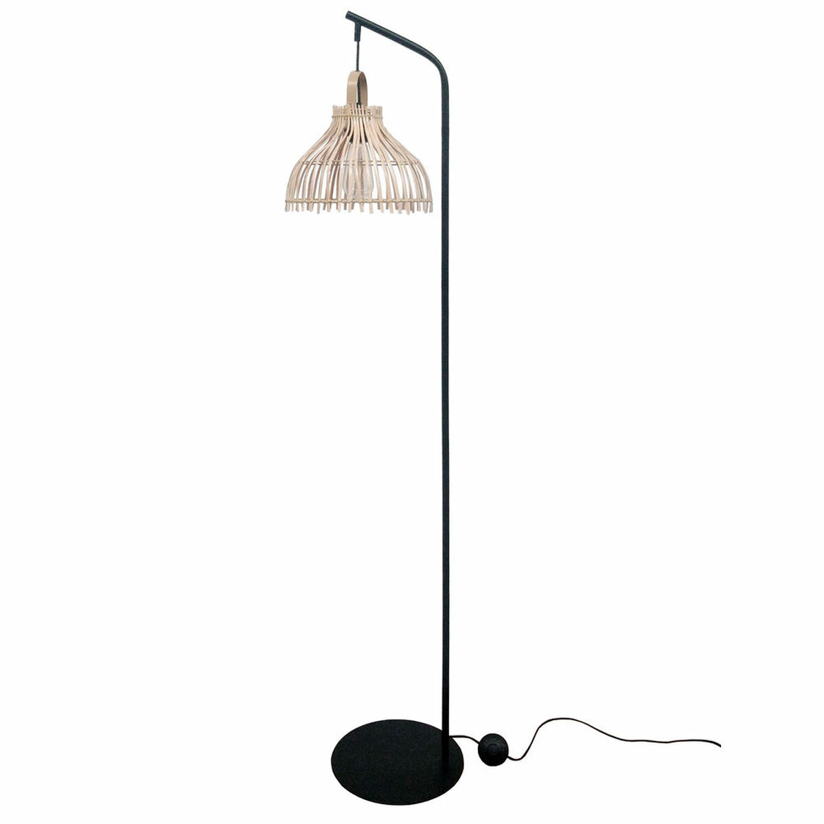 Luminária de chão DKD Home Decor Preto Metal Castanho Rotim (40 x 40 x 160 cm)