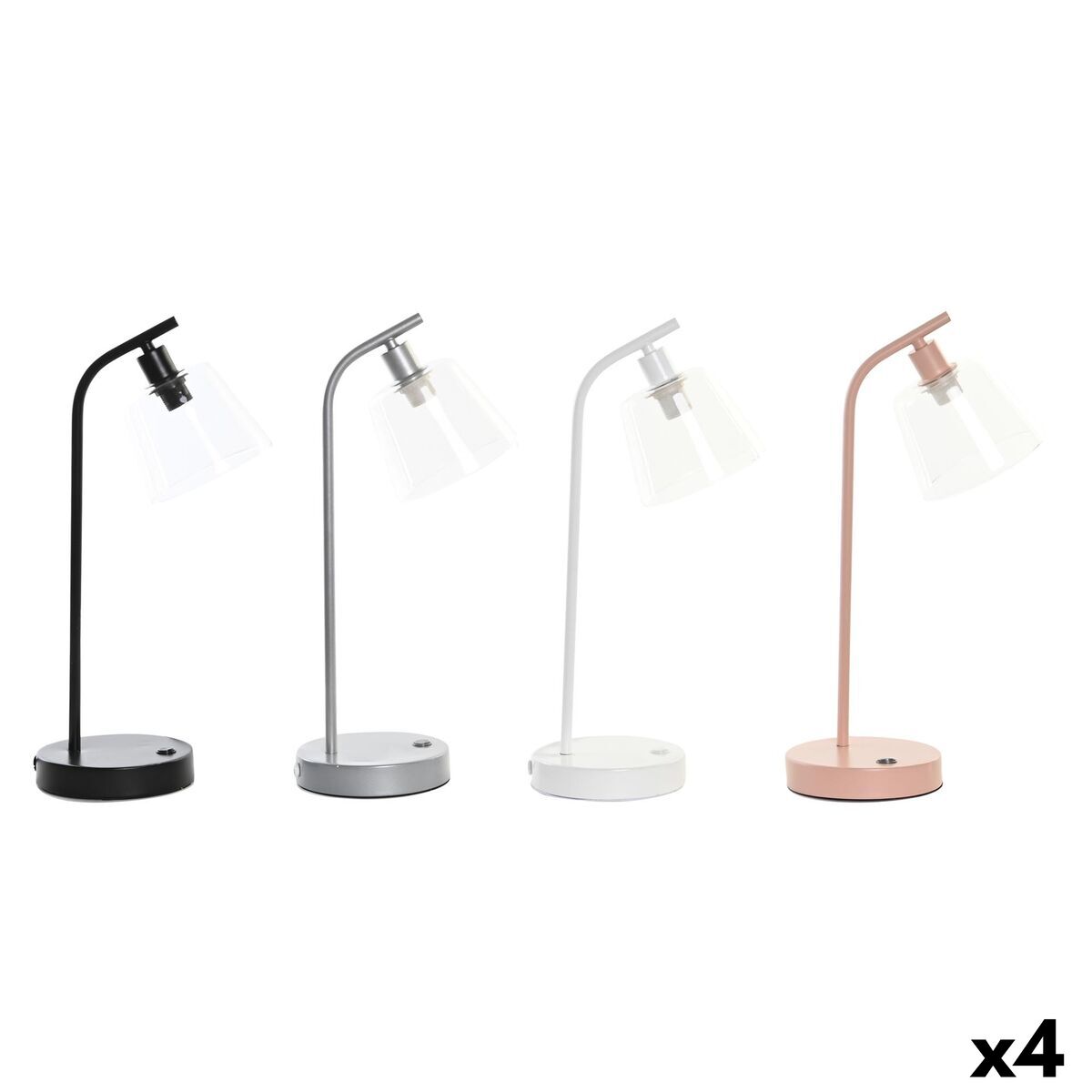 Lâmpada de mesa DKD Home Decor 22 x 15 x 46 cm Cristal Prateado Preto Cinzento Cor de Rosa Metal Branco 220 V 40 W 25 W 4 Peças