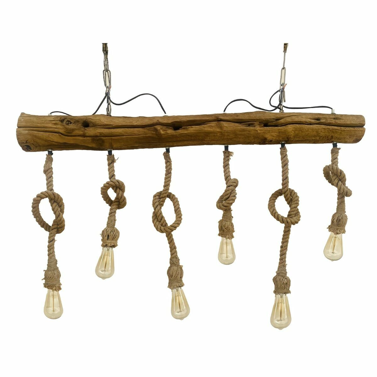 Candeeiro de teto DKD Home Decor Castanho Corda Acácia 50 W 140 x 12 x 12 cm 118 x 15 x 86 cm