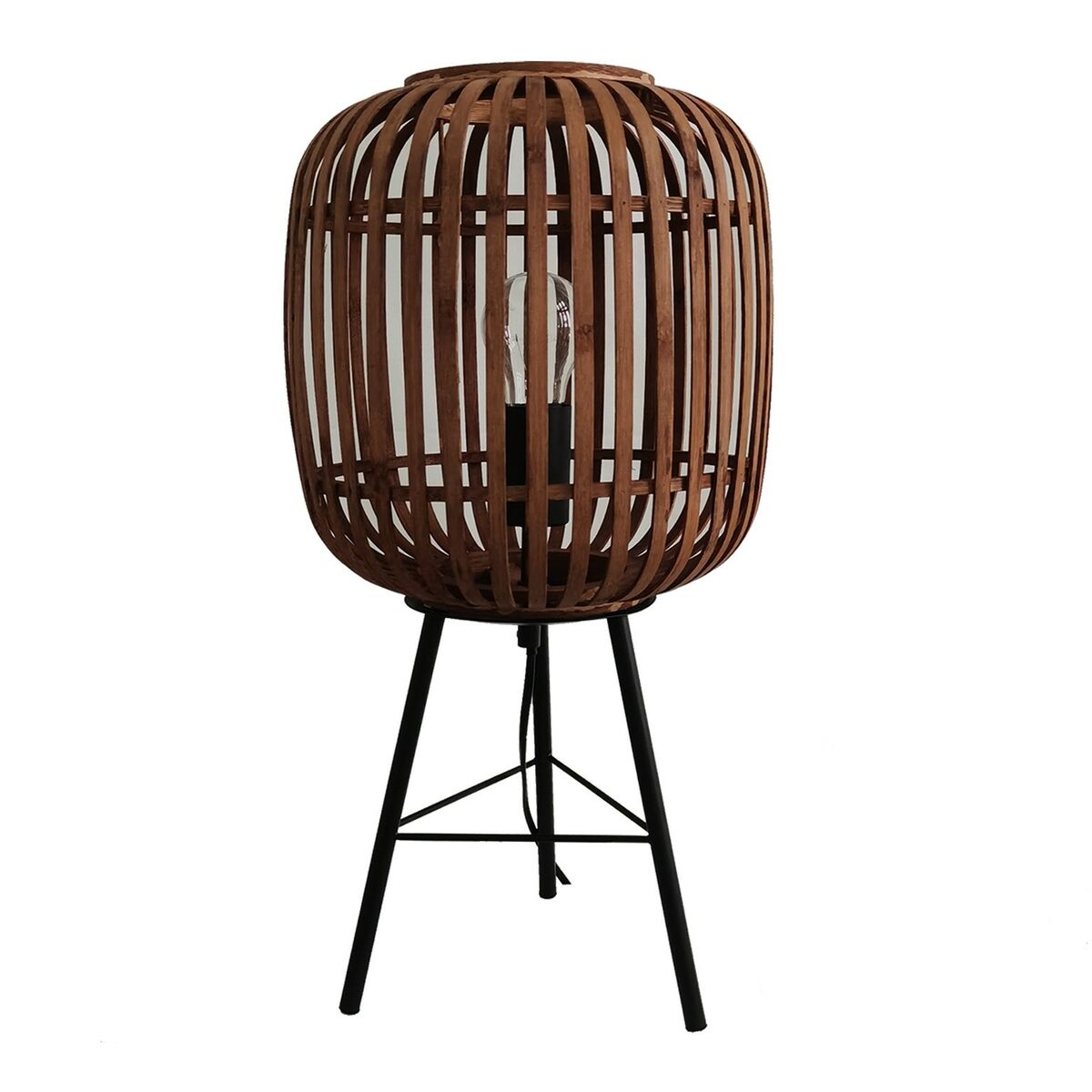 Lâmpada de mesa Versa Castanho Metal Tecido Bambu (25 x 50 x 25 cm)