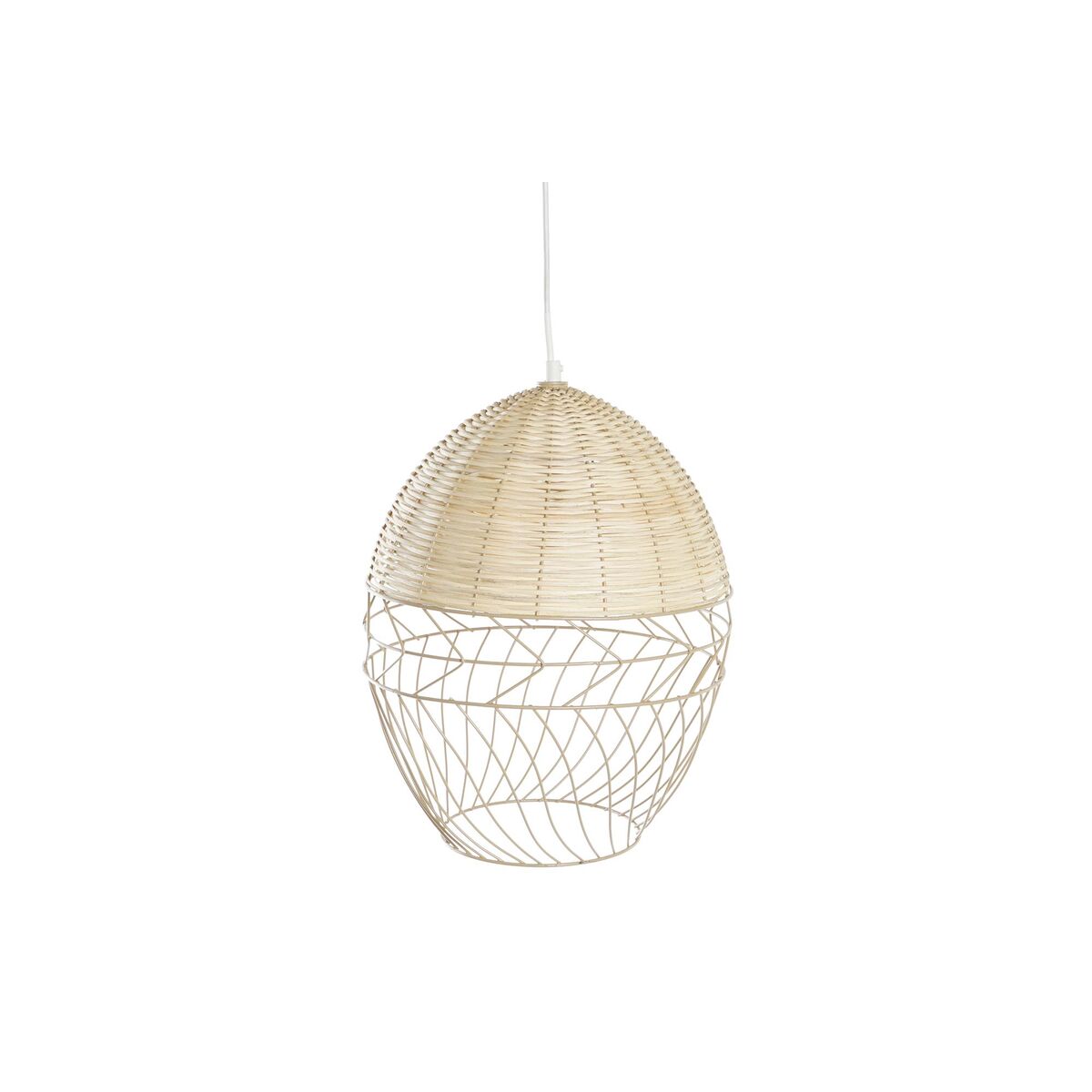 Candeeiro de teto DKD Home Decor Metal Branco Marrom claro Rotim 50 W (30 x 30 x 38 cm)