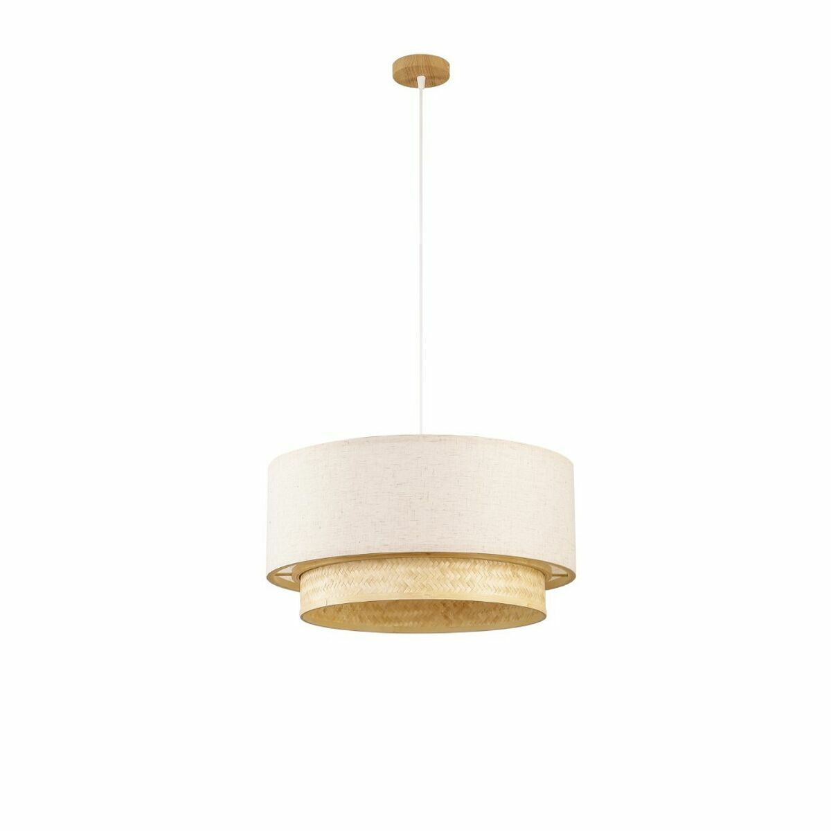 Candeeiro de teto DKD Home Decor Poliéster Branco Marrom claro Bambu 50 W (50 x 50 x 25 cm)
