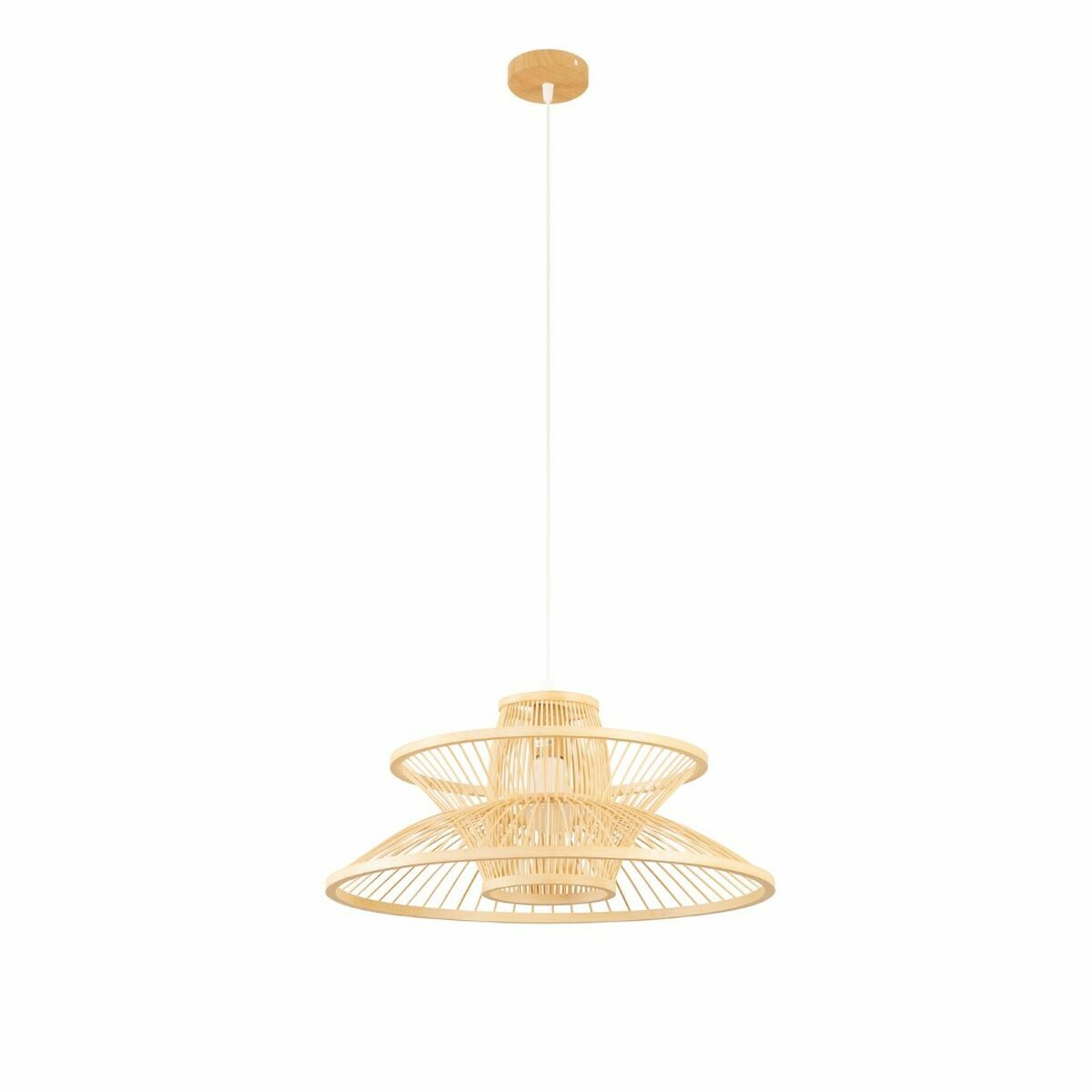 Candeeiro de teto DKD Home Decor 50 x 50 x 22 cm Marrom claro Bambu 50 W