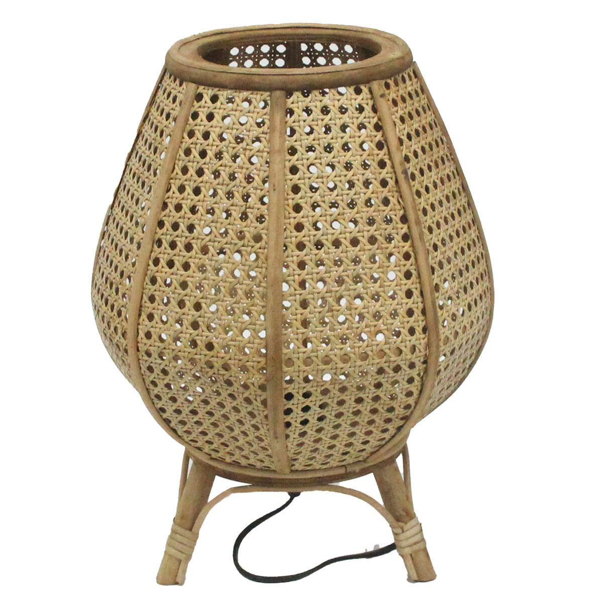 Lâmpada de mesa DKD Home Decor Castanho Rotim 50 W (29 x 29 x 40 cm)