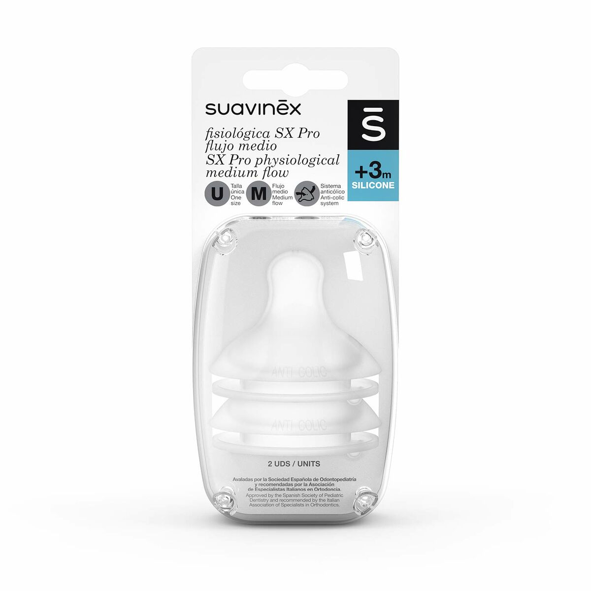 Tetina Suavinex Tetina M Silicone M (2 Unidades)
