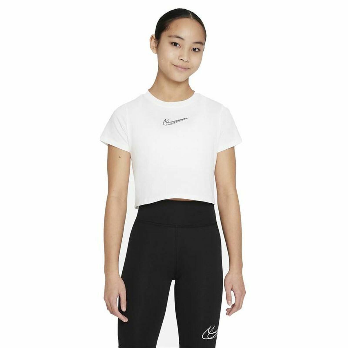 Camisola de Manga Curta Infantil Nike Sportswear Branco