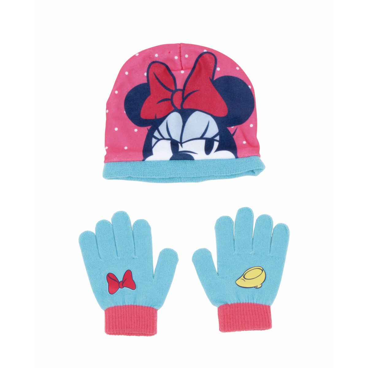 Gorro e Luvas Minnie Mouse Lucky Cor de Rosa