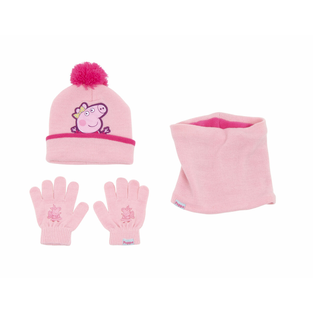Gorro, Luvas e Gola Peppa Pig Cosy corner Cor de Rosa