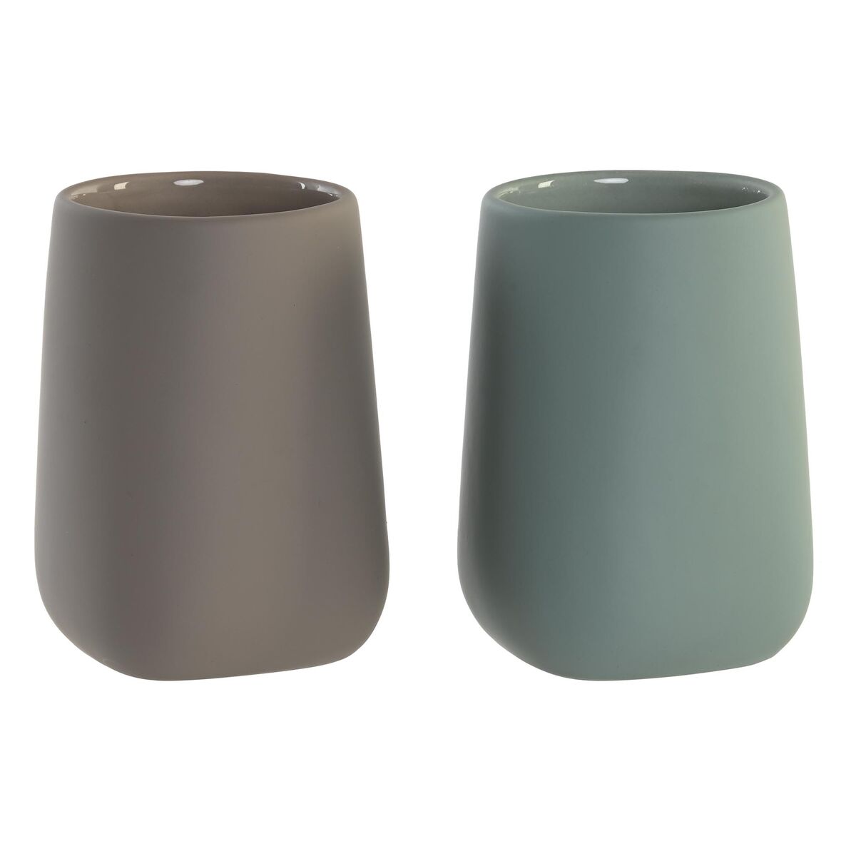 Suporte para a escova de Dentes DKD Home Decor Verde Bege Dolomite 8 x 8 x 11 cm (2 Unidades)