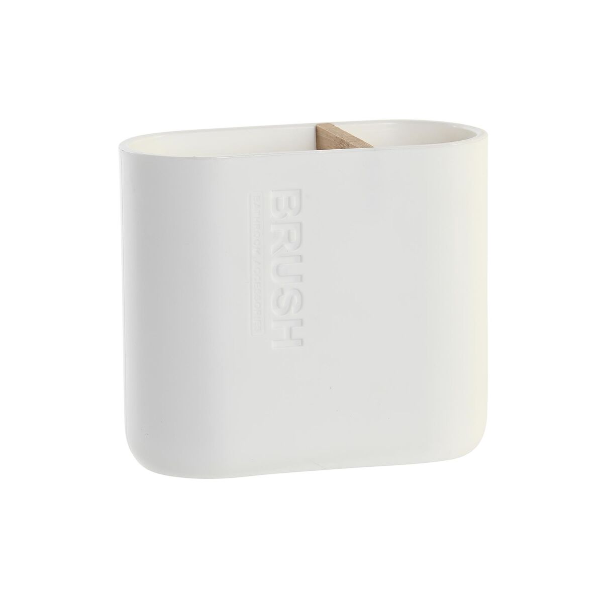 Suporte para a escova de Dentes DKD Home Decor Branco Natural Bambu Polipropileno 11,5 x 5,5 x 10,5 cm (12 Unidades)