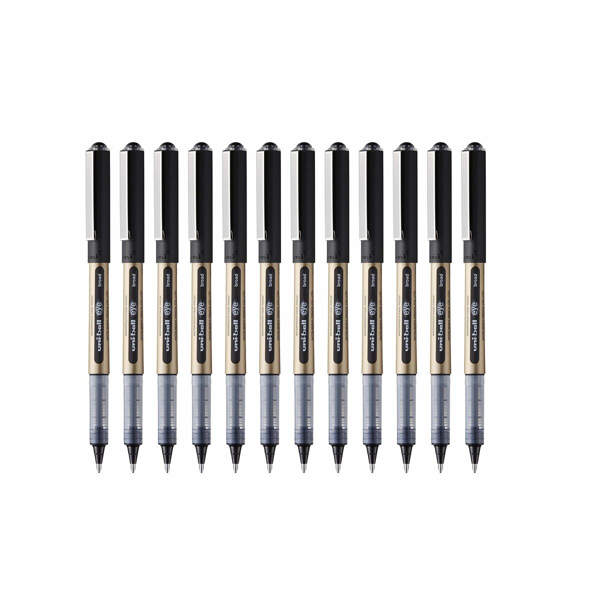 Esferográfica de tinta líquida Uni-Ball Rollerball Eye Broad UB-150 Preto 1 mm (12 Peças)