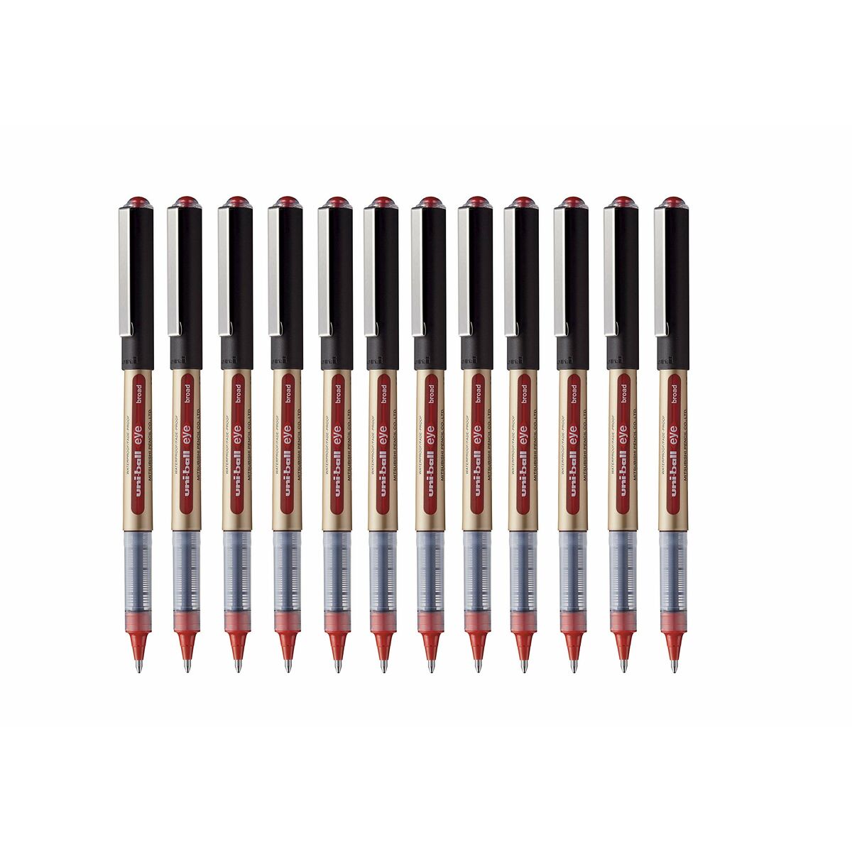 Esferográfica de tinta líquida Uni-Ball Rollerball Eye Broad UB-150 Vermelho 1 mm (12 Peças)