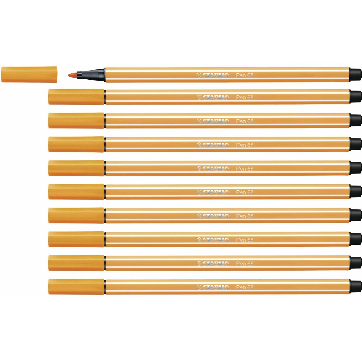 Rotuladores Stabilo Pen 68 Laranja (10 Peças)