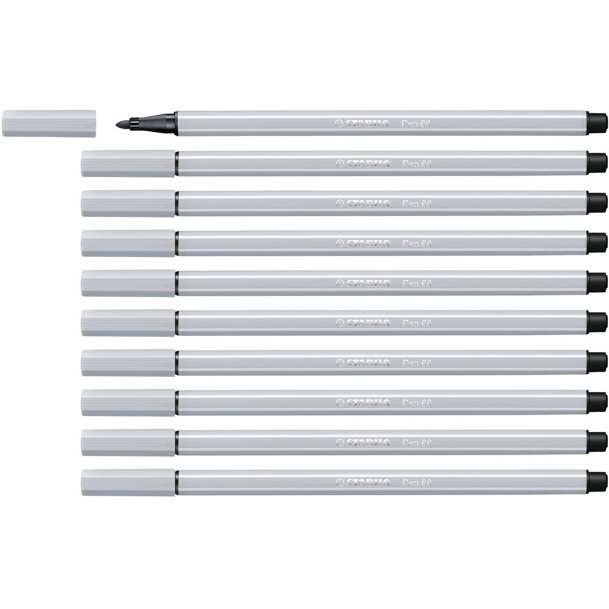 Rotuladores Stabilo Pen 68 Cinzento claro (10 Peças)