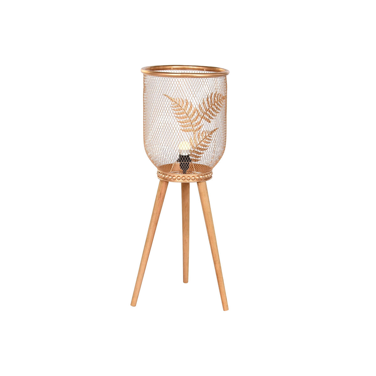 Lâmpada de mesa DKD Home Decor Dourado Metal Castanho 220 V 50 W Pinheiro (32 x 32 x 90 cm)