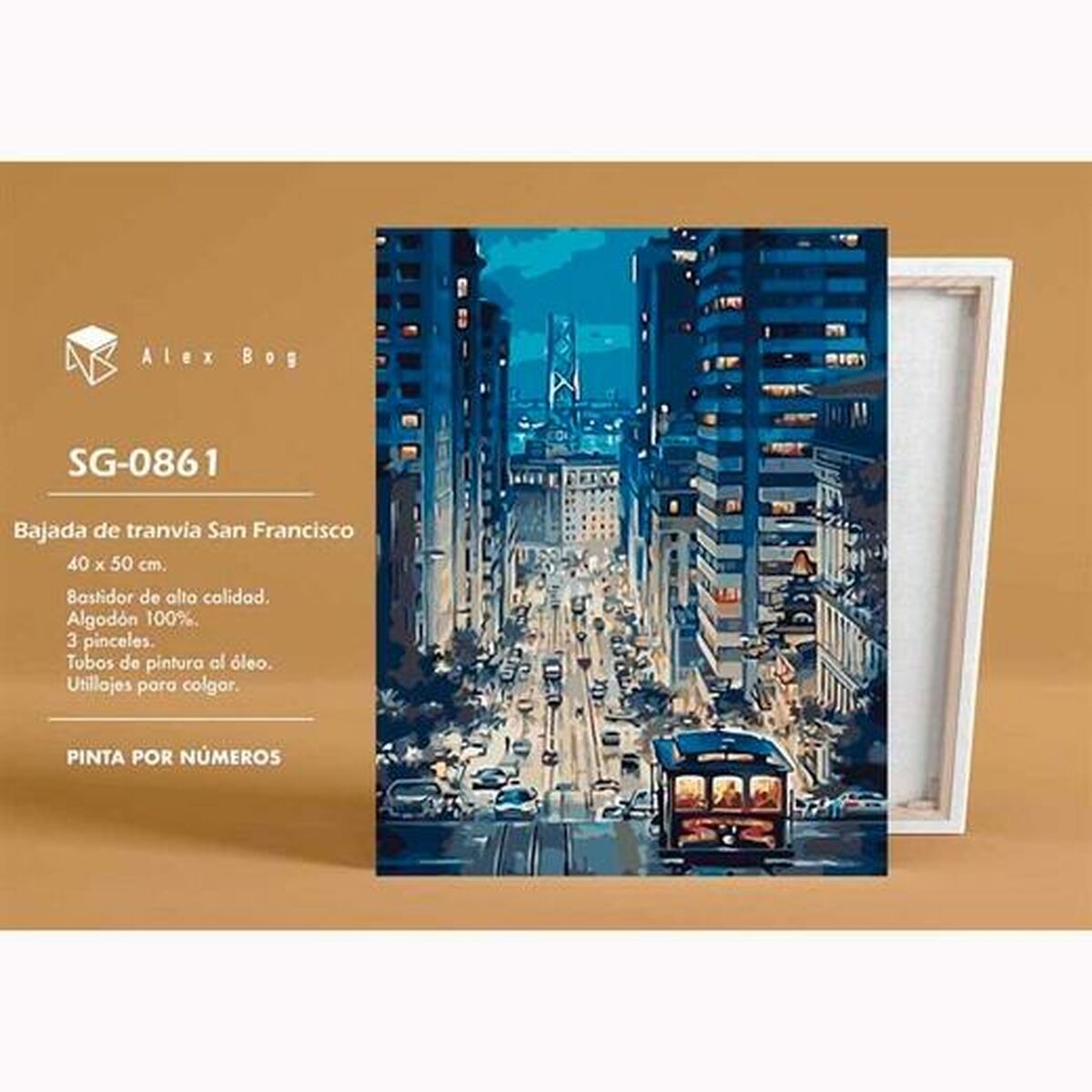 Conjunto de pintura por números Alex Bog Bajada Tranvía San Francisco 40 x 50 cm Números