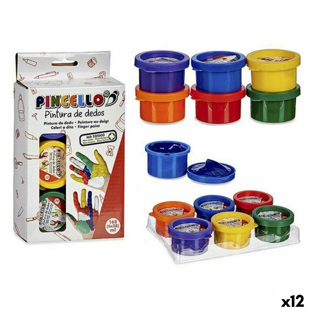 Pintura de Dedos Pincello De dedos Amarelo Azul Vermelho Verde Roxo Laranja (12 Unidades)