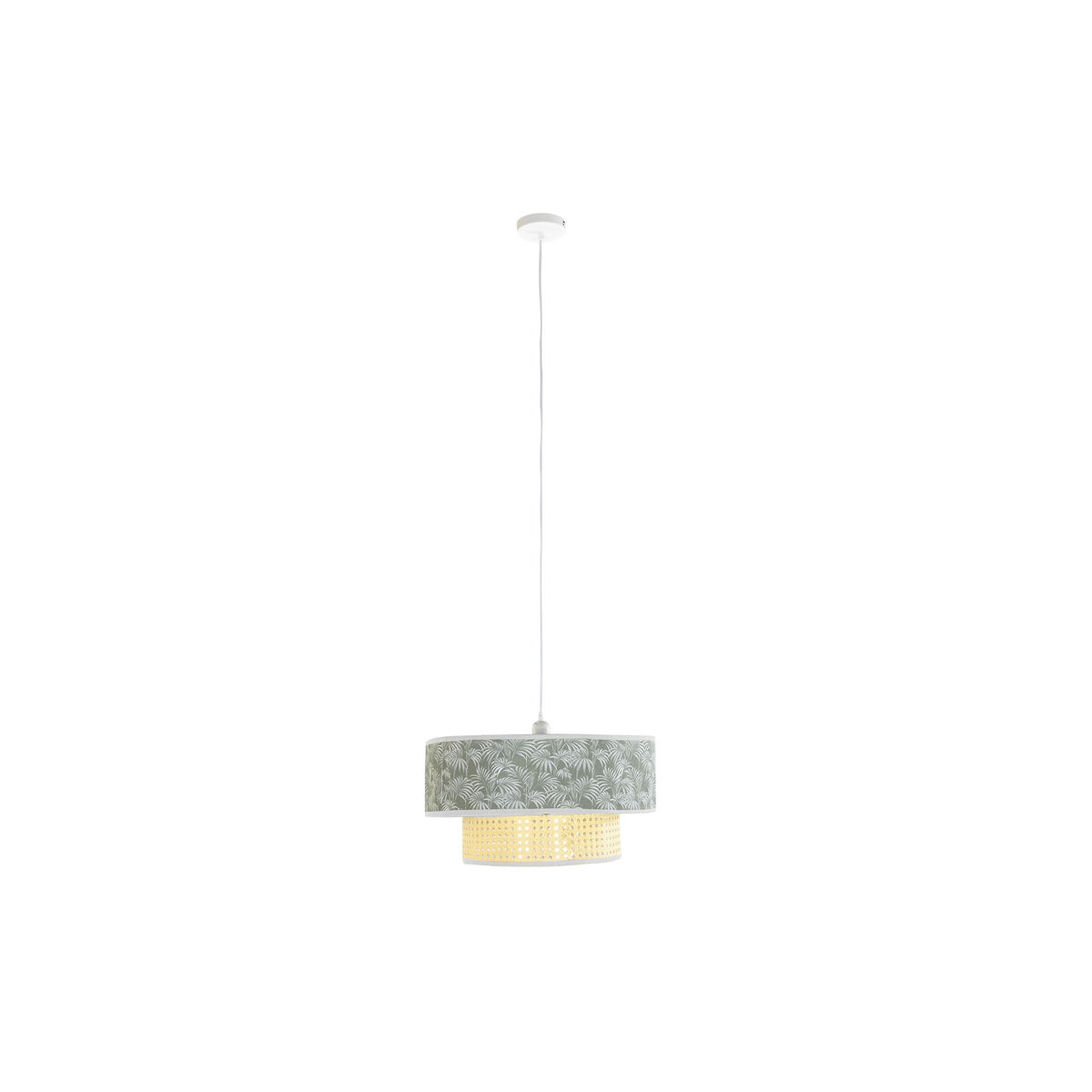 Candeeiro de teto DKD Home Decor Natural Preto Poliéster Branco Verde 40 W 50 W (46 x 46 x 25 cm)