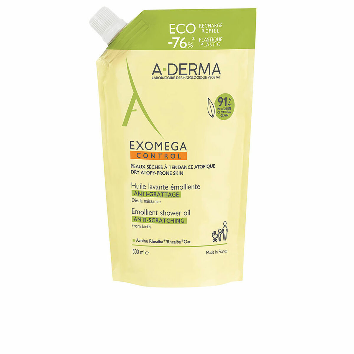 Gel de duche A-Derma Recarga Ideal para crianças e adultos (500 ml)