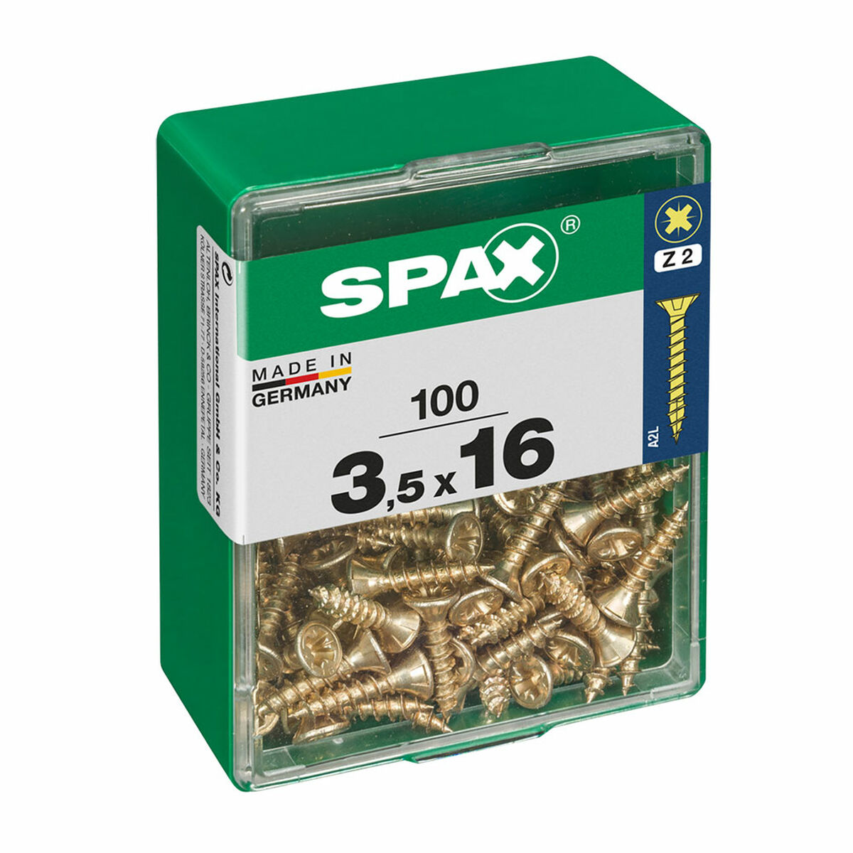 Caixa de parafusos SPAX Cabeça plana 3,5 x 16 mm (100 Unidades)