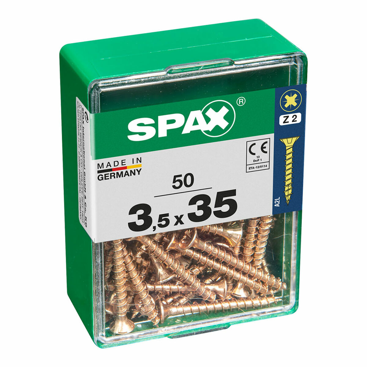 Caixa de parafusos SPAX Parafuso de madeira Cabeça plana (3,5 x 35 mm)