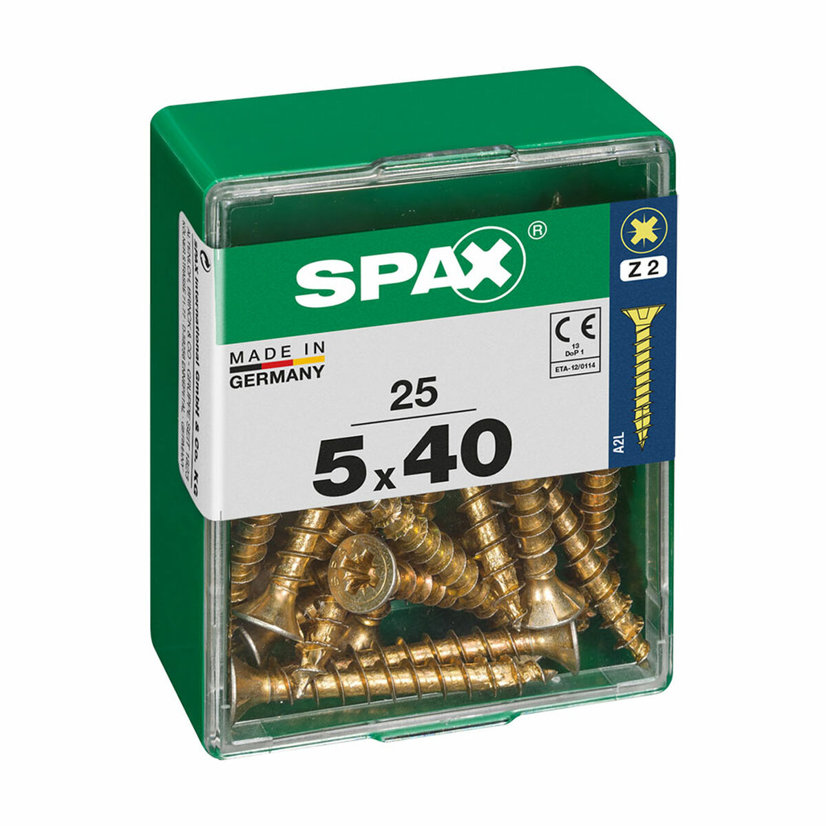Caixa de parafusos SPAX Parafuso de madeira Cabeça plana (5 x 40 mm) (5,0 x 40 mm)