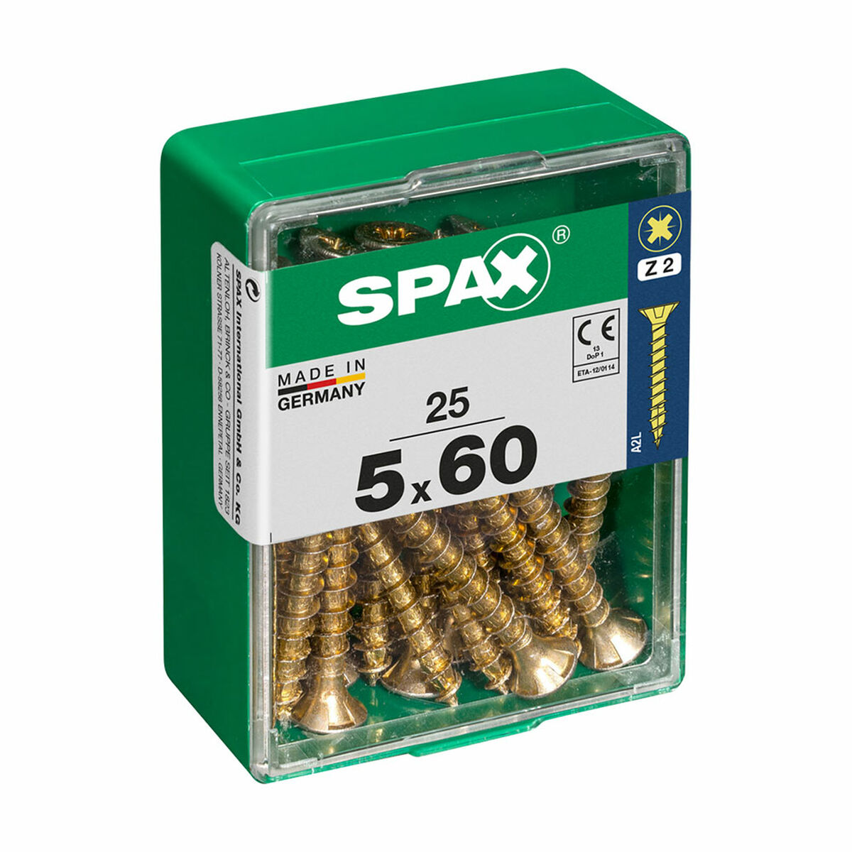 Caixa de parafusos SPAX Parafuso de madeira Cabeça plana (5 x 60 mm) (5,0 x 60 mm)