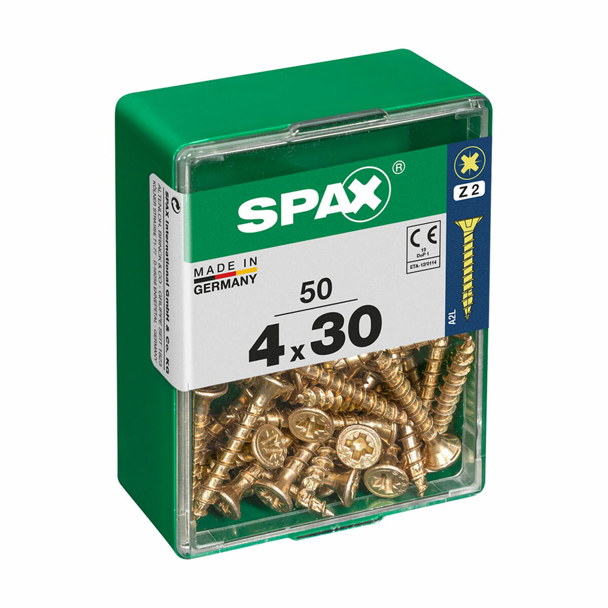 Caixa de parafusos SPAX Parafuso de madeira Cabeça plana (4 x 30 mm) (4,0 x 30 mm)