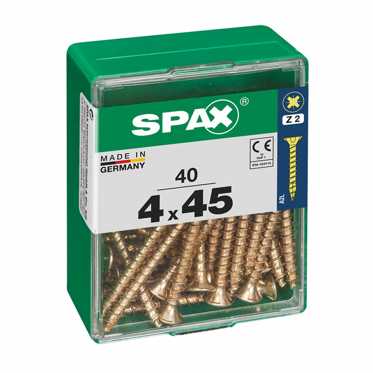 Caixa de parafusos SPAX Parafuso de madeira Cabeça plana (4 x 45 mm) (4,0 x 45 mm)