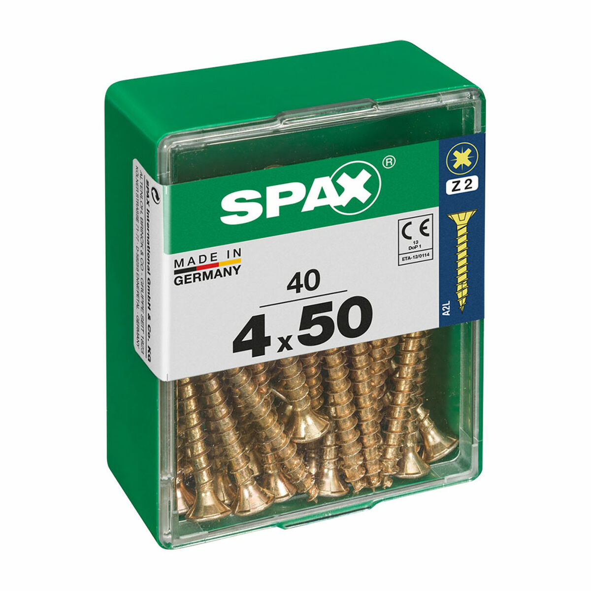 Caixa de parafusos SPAX Parafuso de madeira Cabeça plana (4 x 50 mm) (4,0 x 50 mm)
