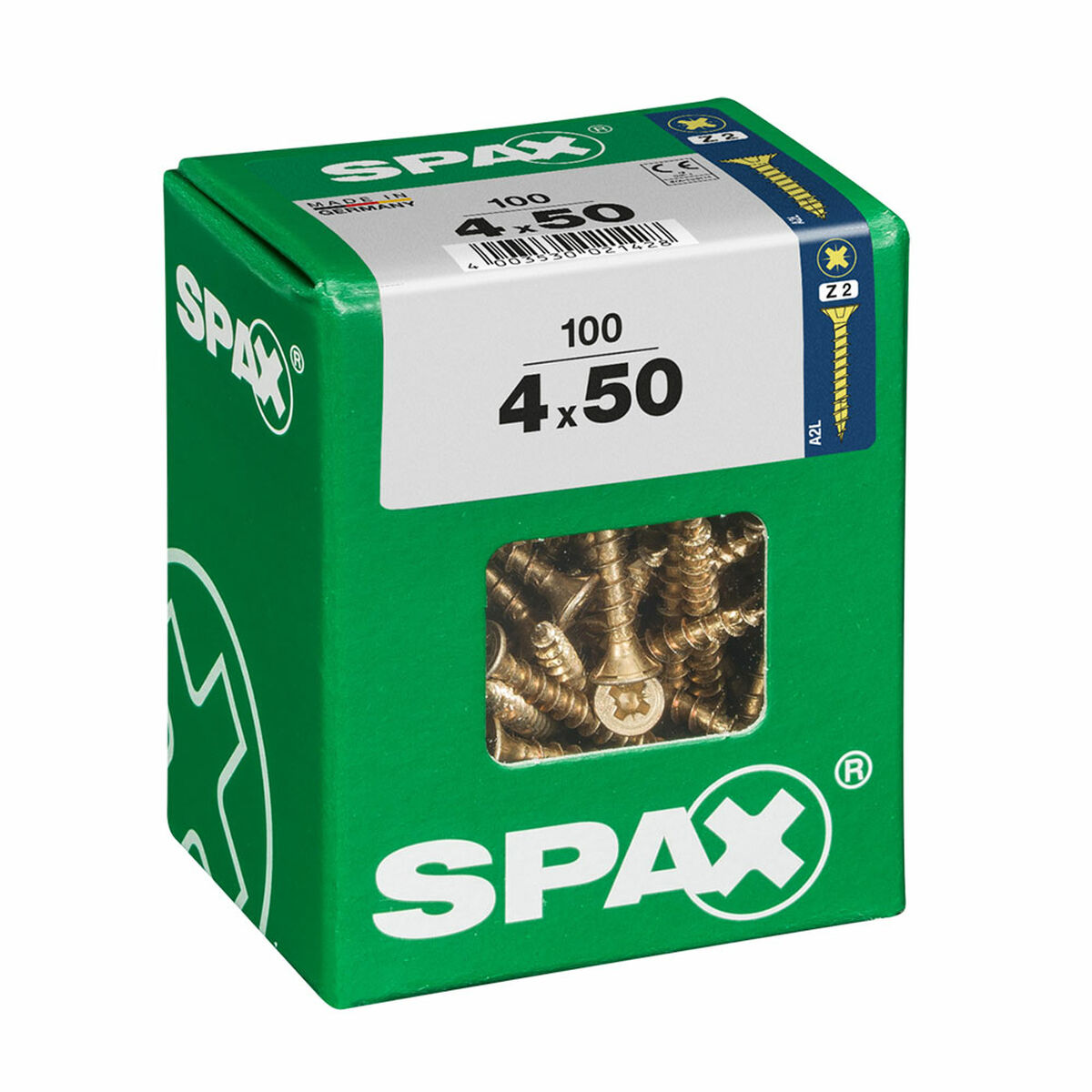 Caixa de parafusos SPAX Parafuso de madeira Cabeça plana (4 x 50 mm) (4,0 x 50 mm)