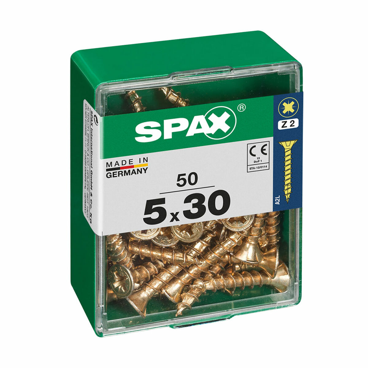 Caixa de parafusos SPAX Parafuso de madeira Cabeça plana (5 x 30 mm) (5,0 x 30 mm)