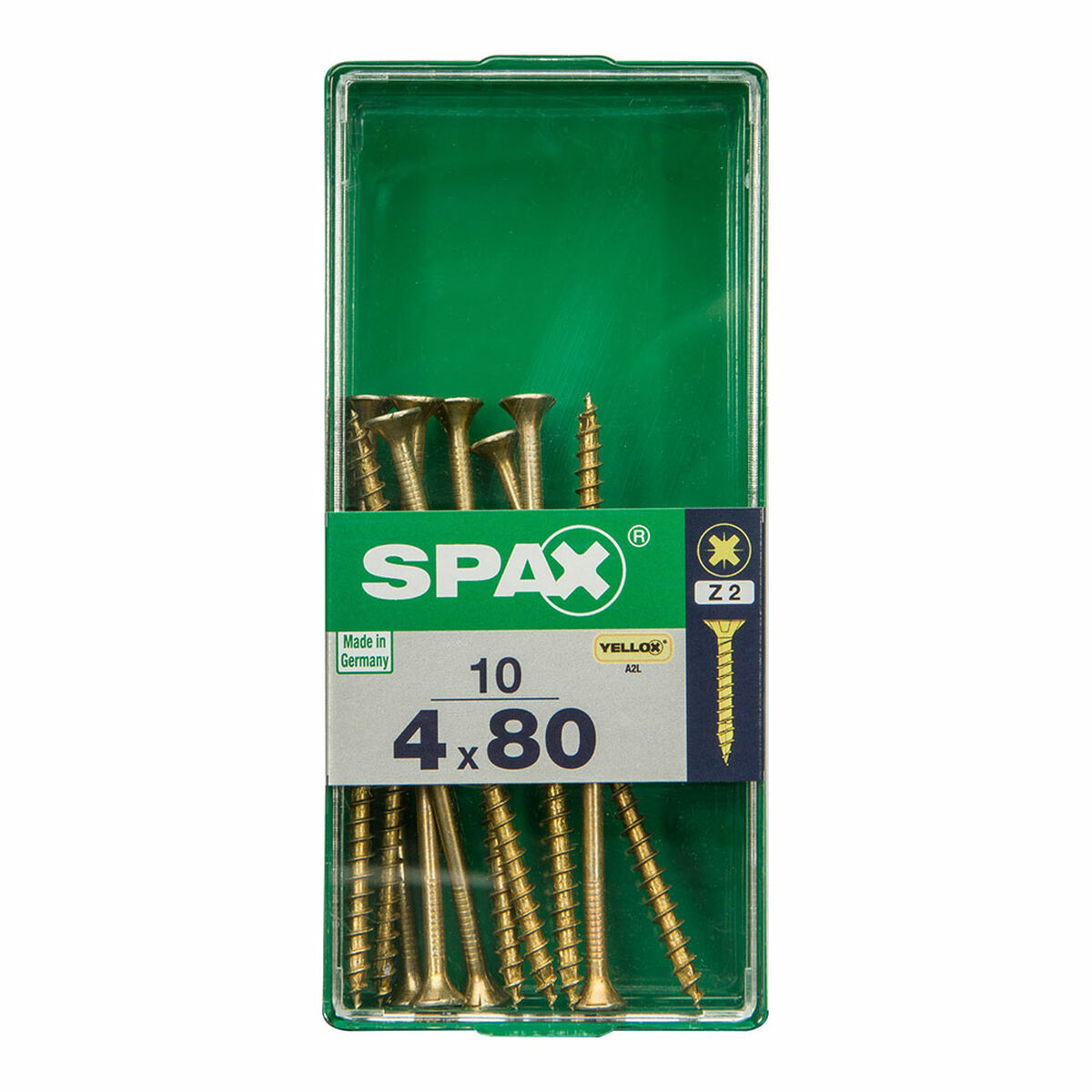 Caixa de parafusos SPAX 4081020400802 Parafuso de madeira Cabeça plana (4 x 80 mm) (4,0 x 80 mm)
