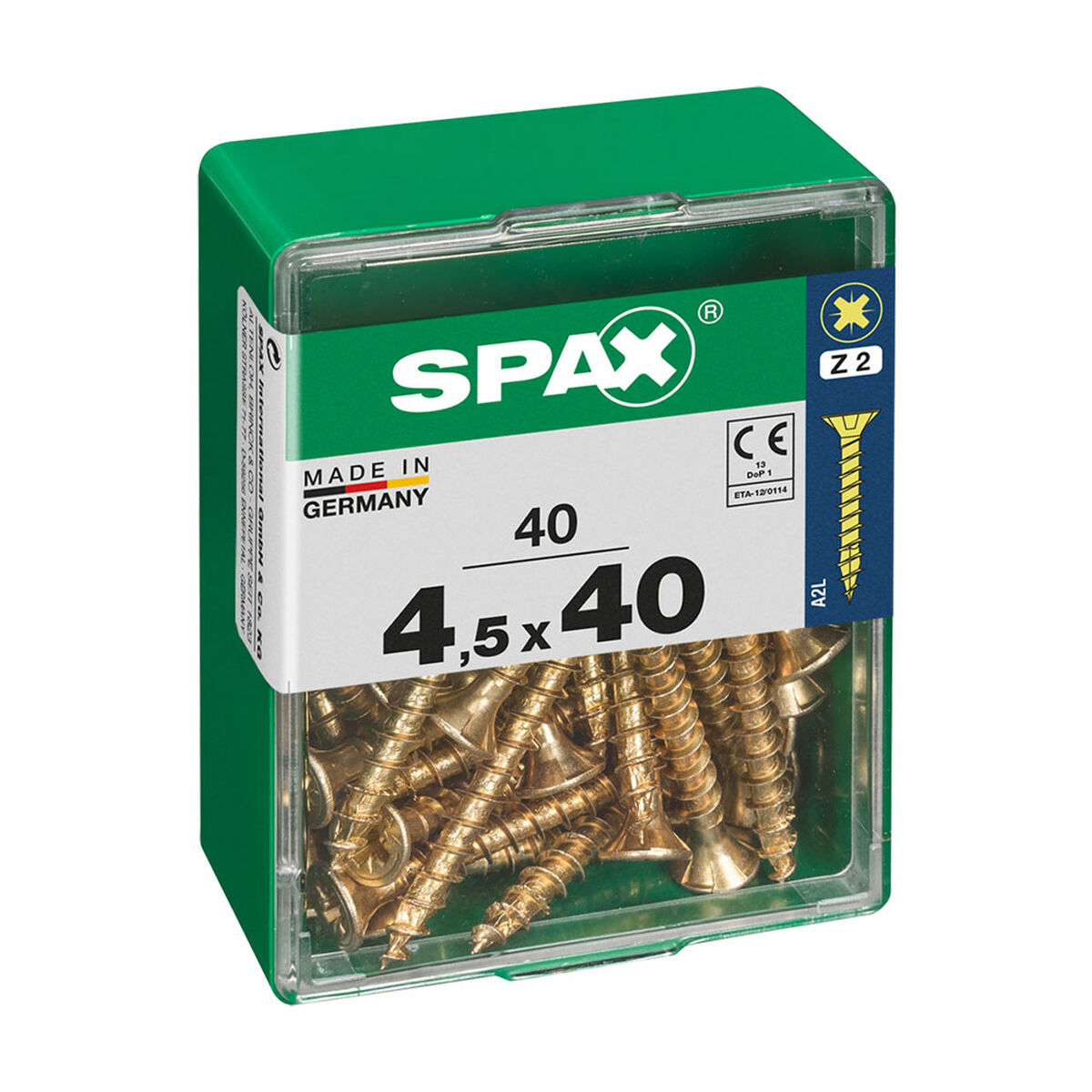 Caixa de parafusos SPAX Parafuso de madeira Cabeça plana (4,5 x 40 mm)