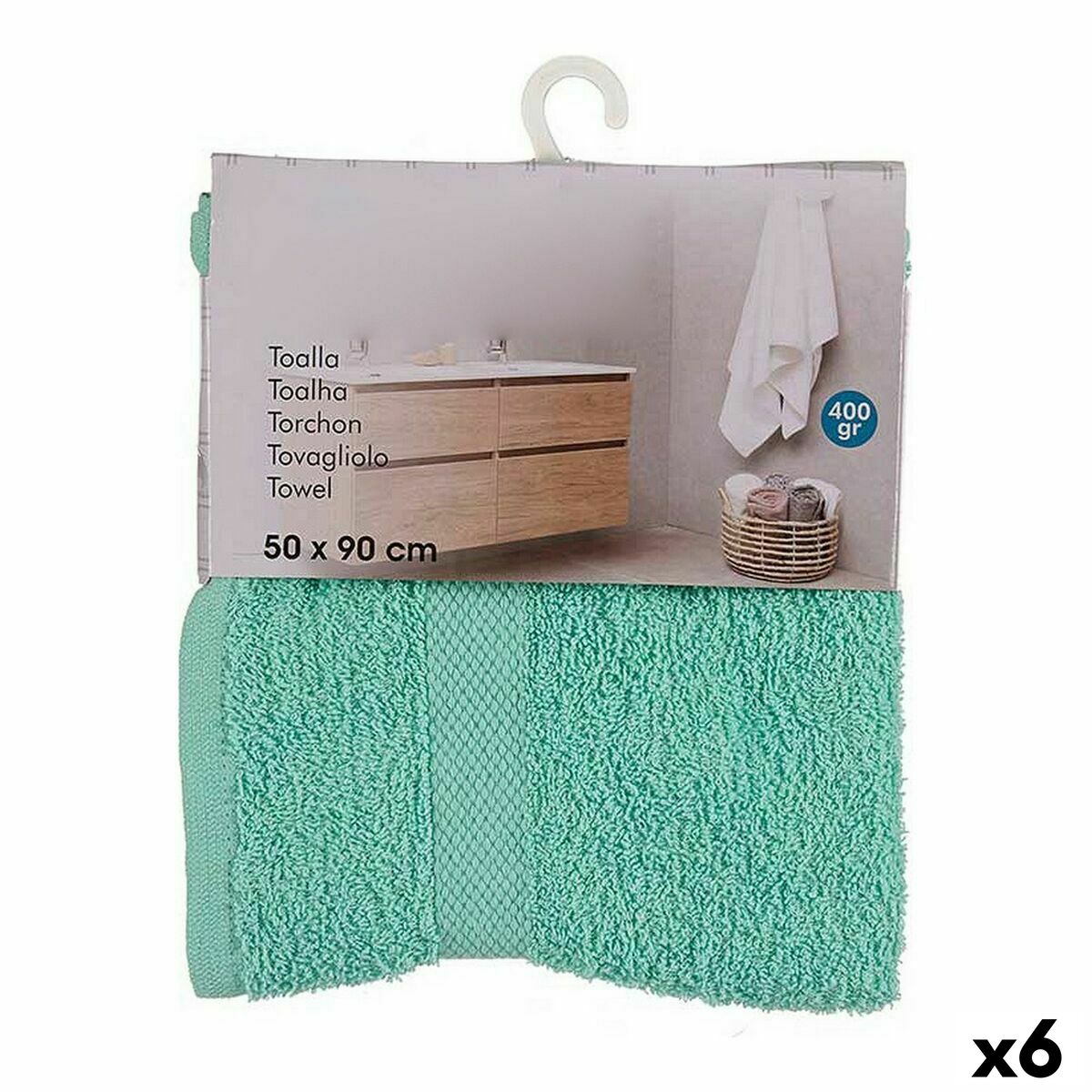 Toalha de banho Berilo Turquesa 80 % algodão 20 % Poliéster 50 x 90 cm (6 Unidades)