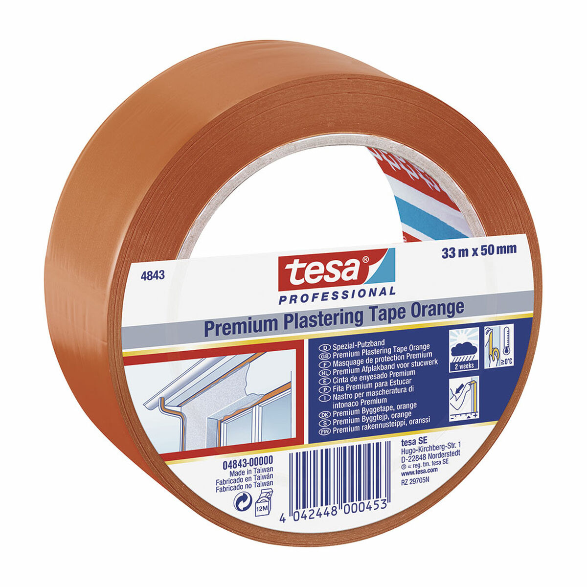 Fita isoladora TESA Revoco Premium 4843 Laranja Borracha natural PVC (33 m x 50 mm)