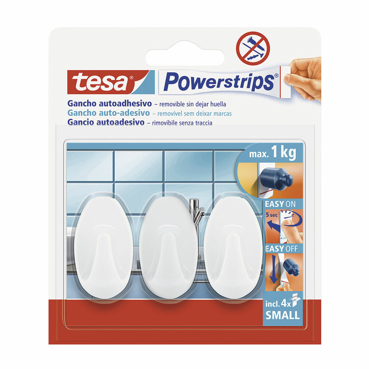 Gancho para pendurar TESA 1 Kg 3 Unidades (7 Peças)