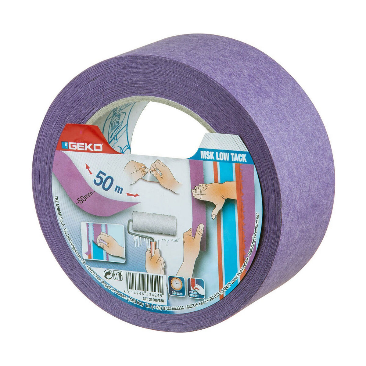 Fita Adesiva Geko Violeta Papel 50 mm x 50 m